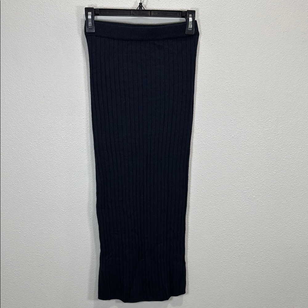 Zara navy sweater Ribbed‎ Pencil Maxi Skirt wool blend